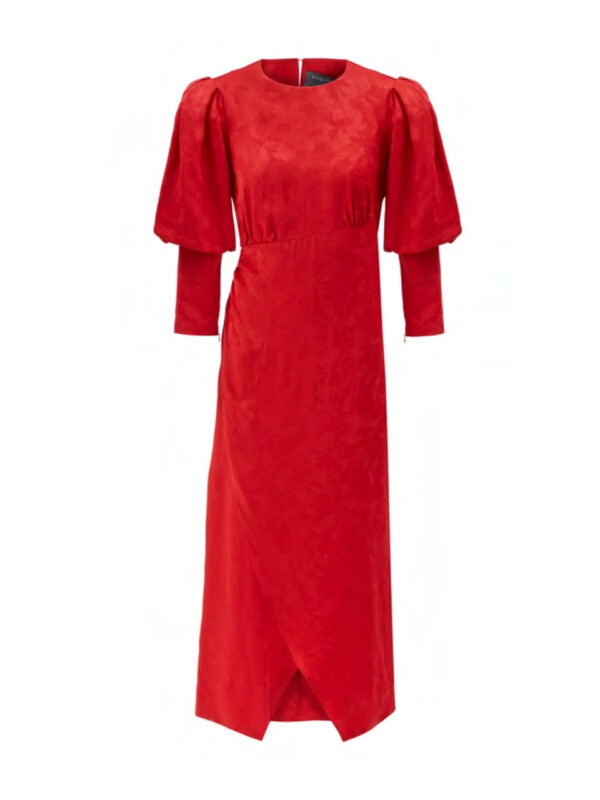 Robe longue rouge satinée – Image 2