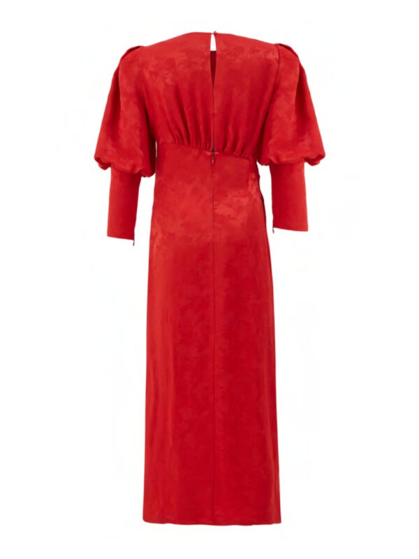 Robe longue rouge satinée – Image 3