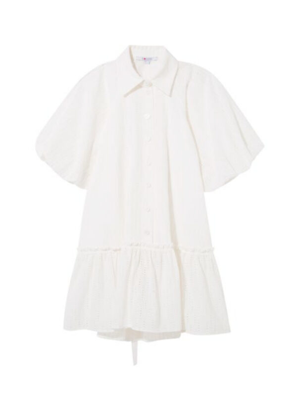 Robe chemise courte en broderie écrue – Image 5