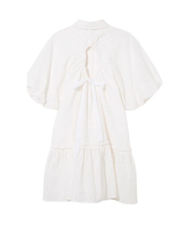 Robe chemise courte en broderie écrue – Image 6