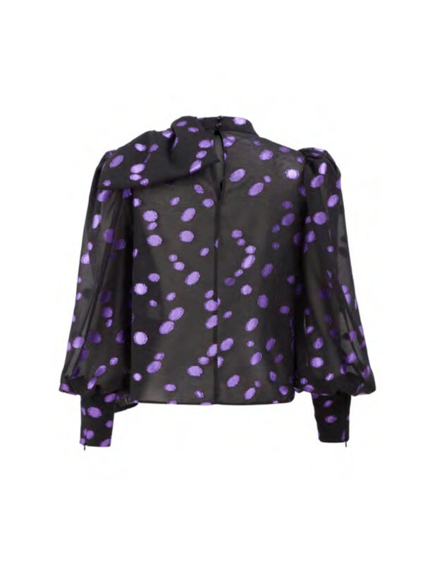 Blouse noire à pois lila – Image 3