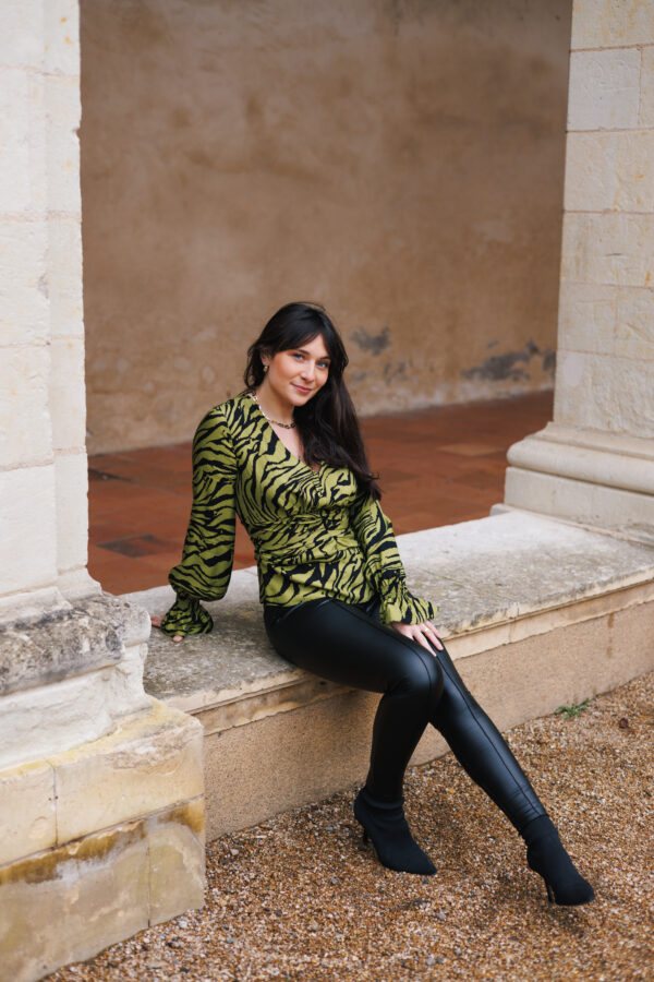 Blouse imprimé vert et noir – Image 5