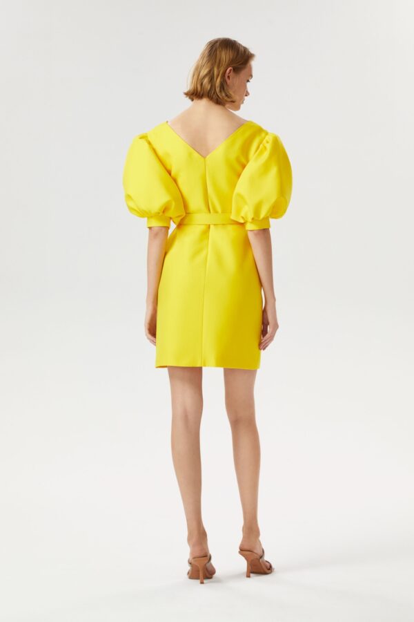 Robe courte manches ballon jaune – Image 5