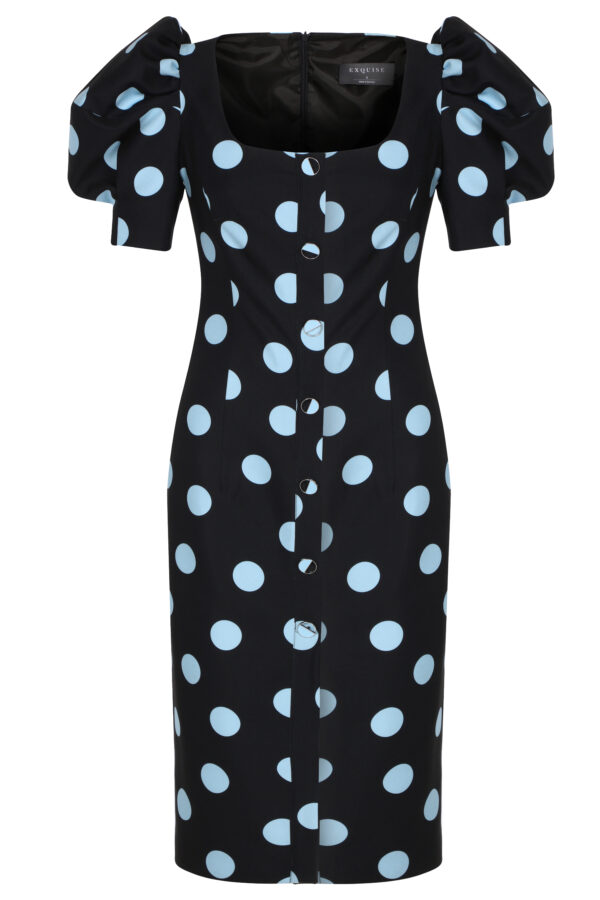 Taille S - Robe crayon à pois bleu – Image 5