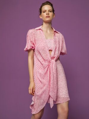 Robe courte portefeuille rose