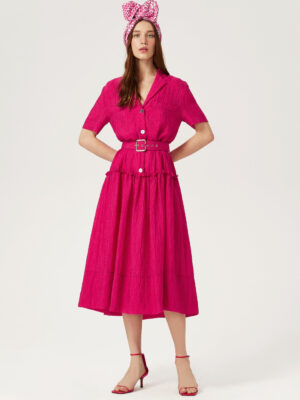 Robe col chemise fuchsia