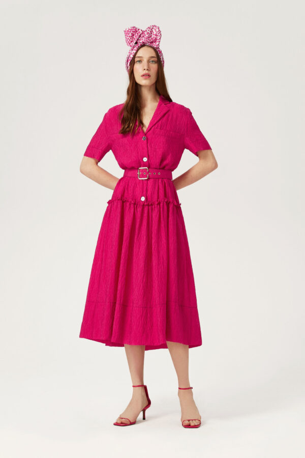 Robe col chemise fuchsia