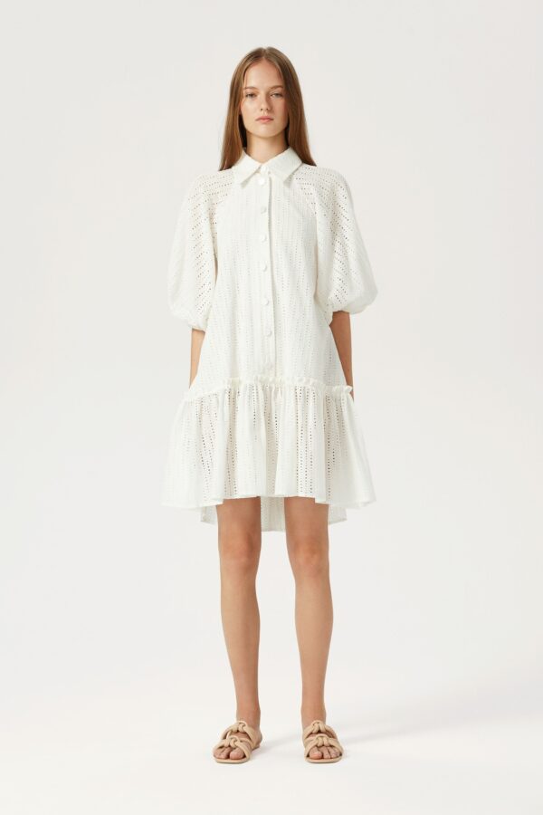 Robe chemise courte en broderie écrue – Image 2