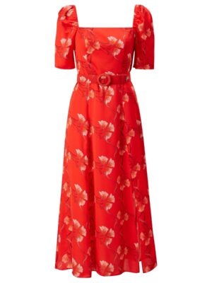 Taille S - Robe longue fleurie rouge