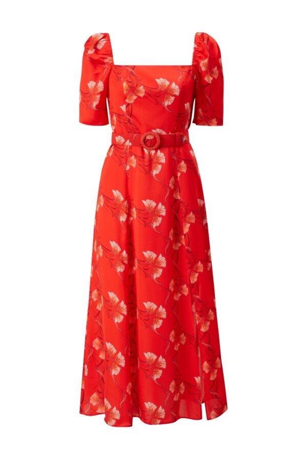 Taille S - Robe longue fleurie rouge