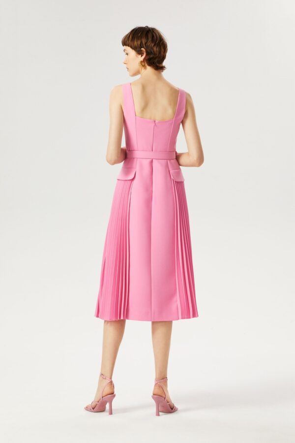 Robe longue plissée rose – Image 2