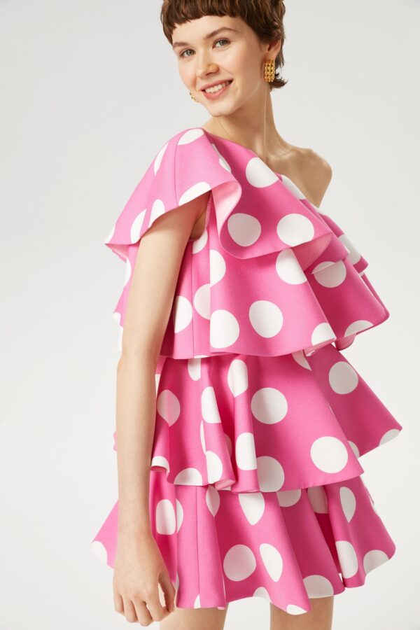 Robe courte rose à volants – Image 3