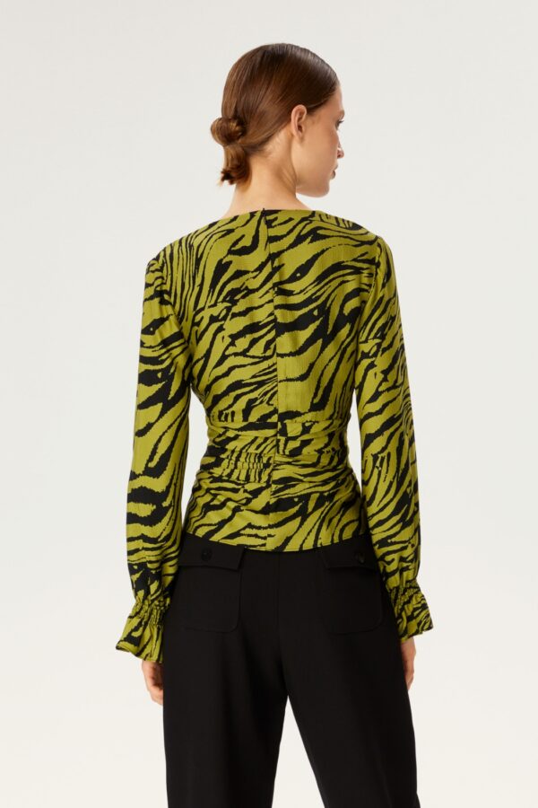 Blouse imprimé vert et noir – Image 2