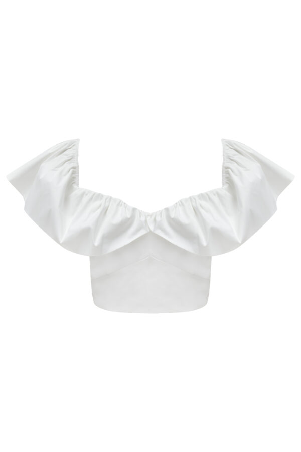 Crop top blanc à volants – Image 6