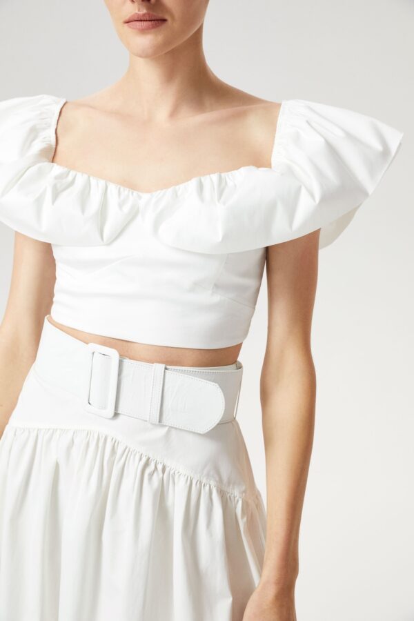 Crop top blanc à volants – Image 5