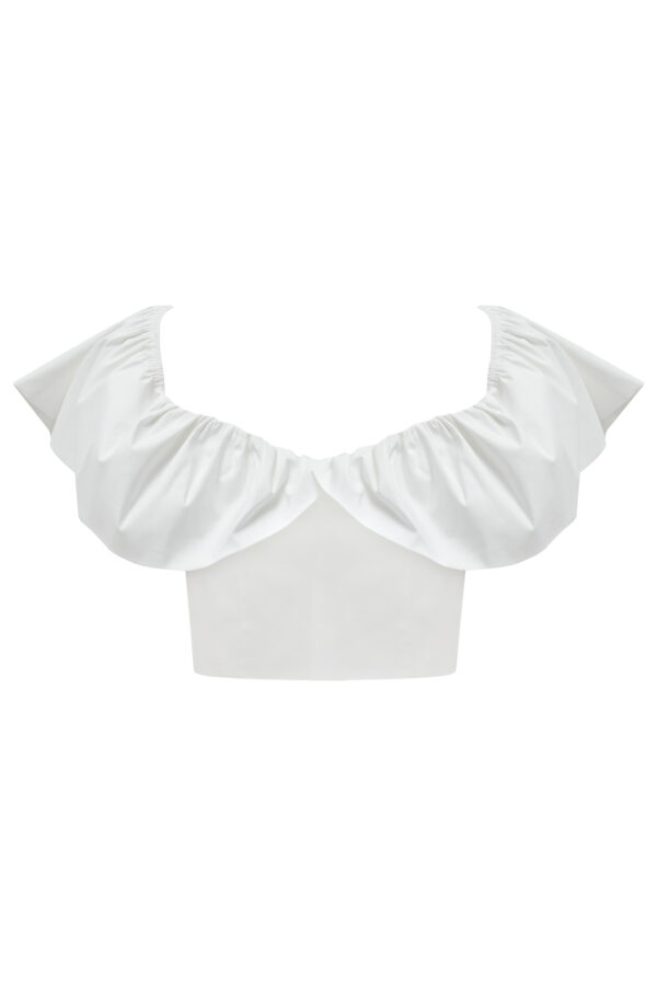 Crop top blanc à volants – Image 4