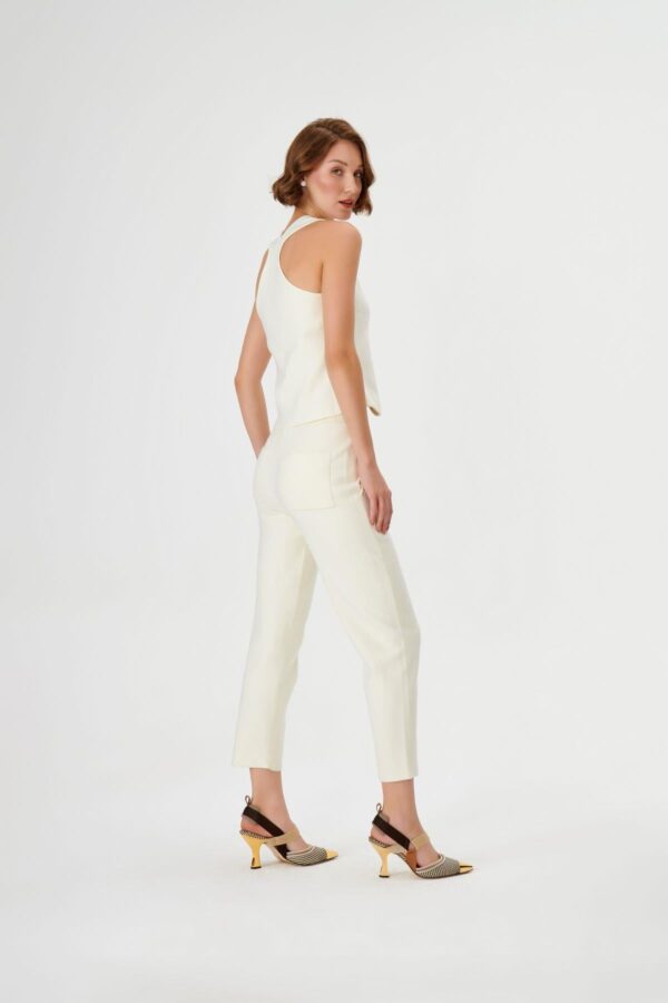 Pantalon en maille slim écru – Image 2