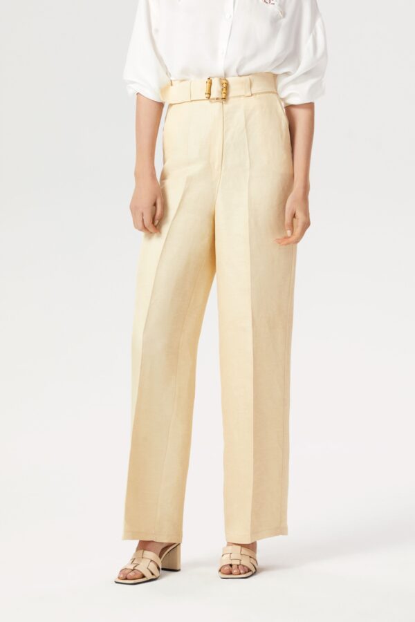 Pantalon large beige