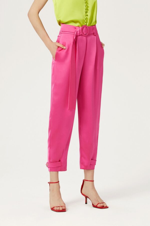 Pantalon satin fuchsia – Image 2