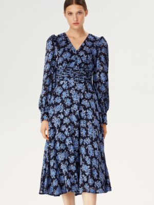 Taille 42/XL - Robe longue fleurie bleue