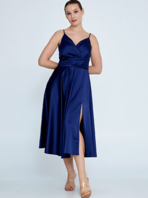 Robe en satin marine (du 42 au 50)