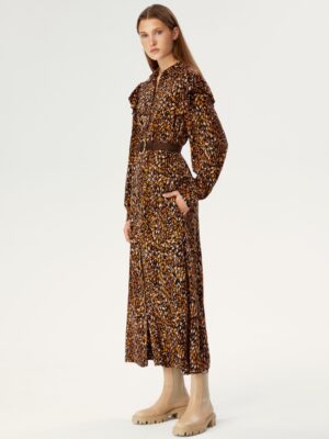 Robe longue imprimé marron