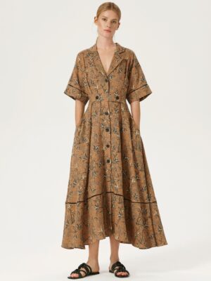 Robe imprimée camel