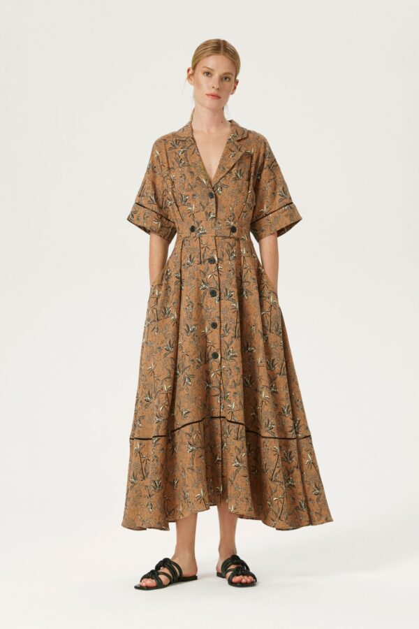 Robe imprimée camel