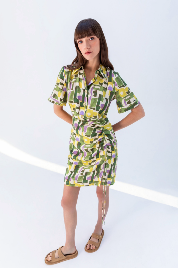 Robe imprimé vert et lila – Image 3