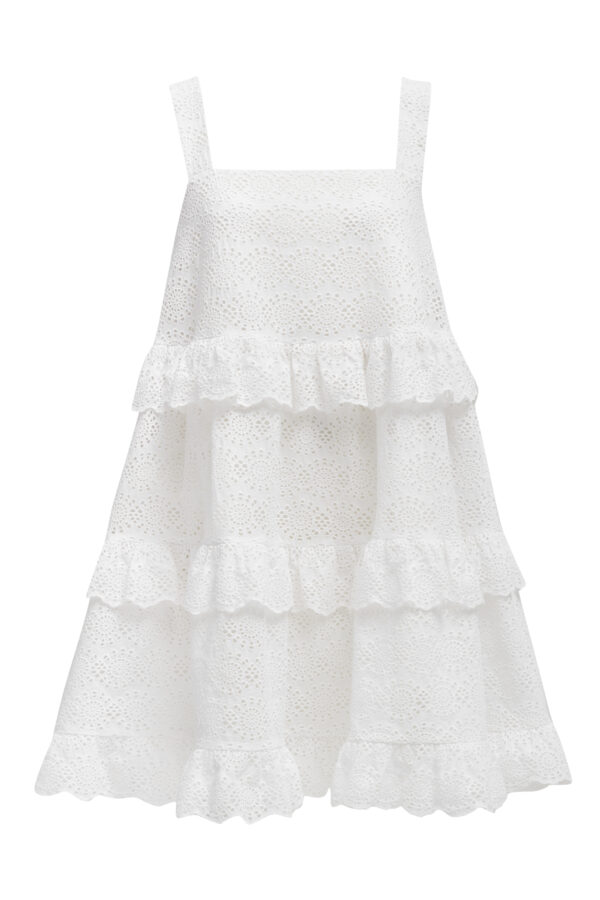 Robe courte ample à broderie blanche – Image 6